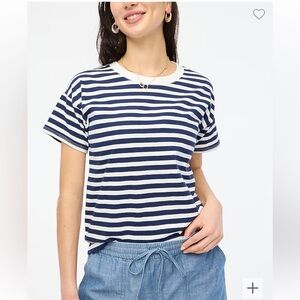 J. Crew Factory Striped Crewneck Tee T Shirt Cotton Antique Navy White BR265 S